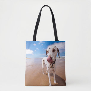 ビーチのDalmatian犬 トートバッグ
