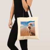 ビーチのDalmatian犬 トートバッグ (正面(商品))