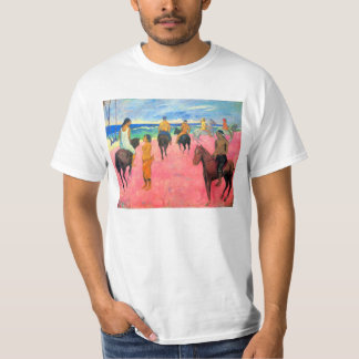 ビーチのGauguinの馬の芸術のライダーを絵を描くFauvist Tシャツ