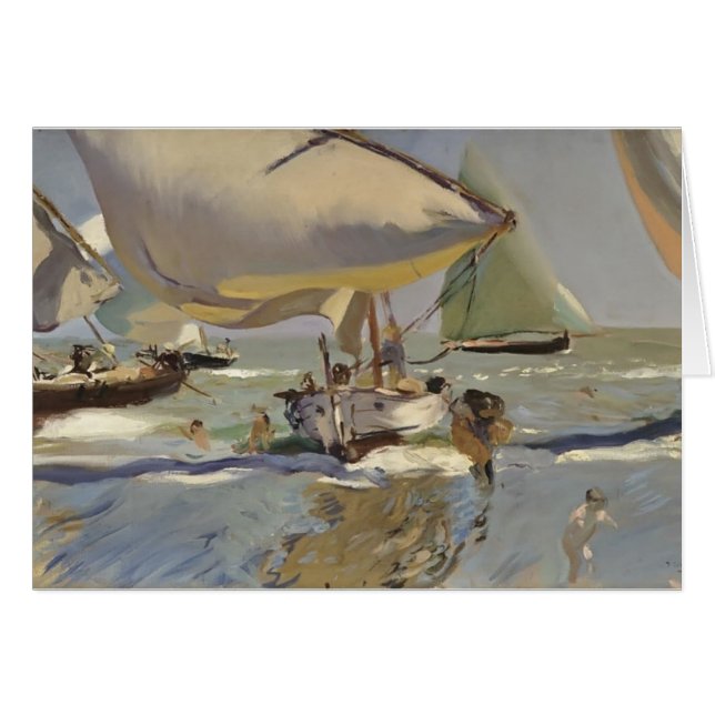 ビーチのJoaquín Sorolla-のボート (正面横)