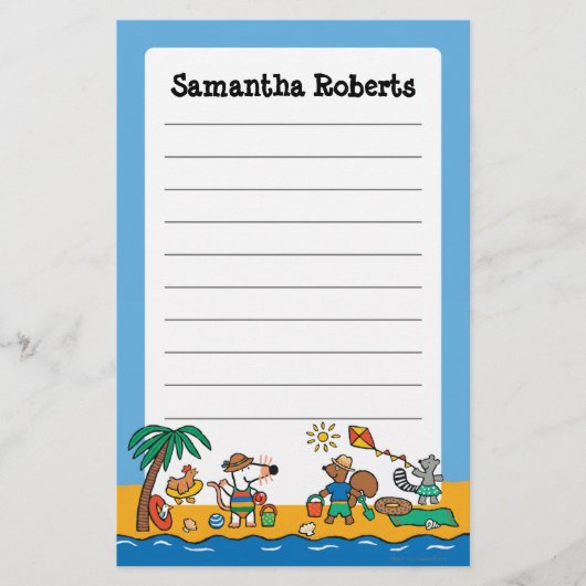 ビーチのMaisyそして友人 便箋 (正面)