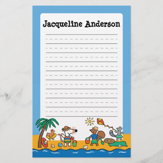 ビーチのMaisyそして友人 便箋 (正面)