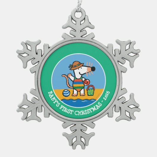 ビーチのMaisy スノーフレークピューターオーナメント (正面)