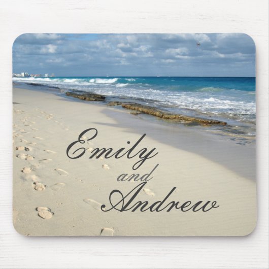 ビーチのmousepadの足跡 マウスパッド (正面)