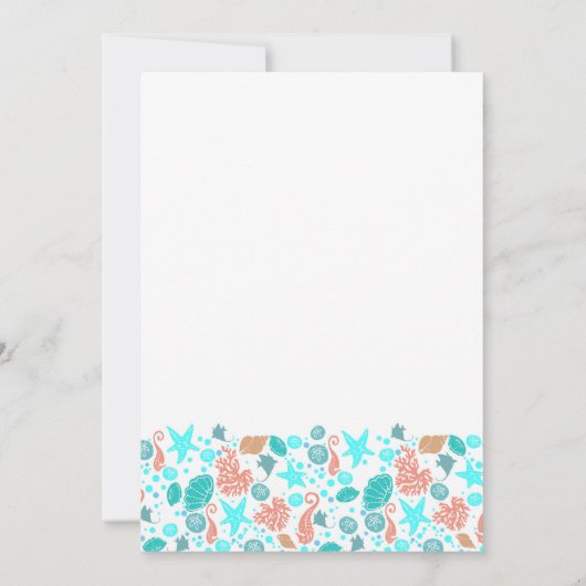 ビーチのNautcialの生まれたばかりのなベビーの写真の誕生 案内状 (裏面)