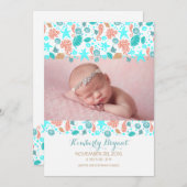 ビーチのNautcialの生まれたばかりのなベビーの写真の誕生 案内状 (正面/裏面)