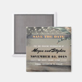 ビーチのPalm String Lightsヴィンテージ日付の保存 マグネット (正面/裏面)