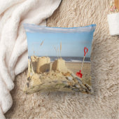 ビーチのSandcastle クッション (ブランケット)