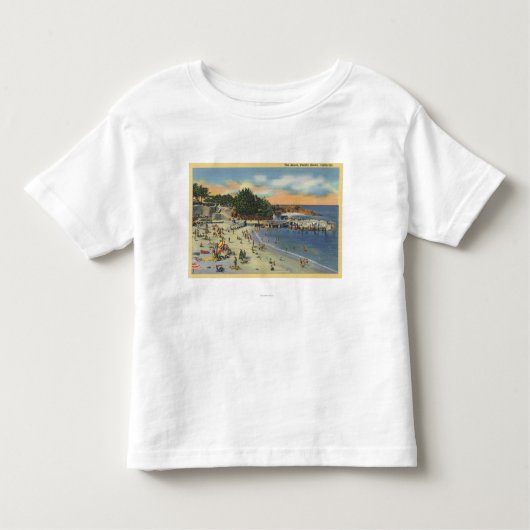 ビーチのSunbathers及び泳ぐ人 トドラーTシャツ (正面)