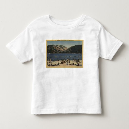 ビーチのSunbathers及び泳ぐ人 トドラーTシャツ (正面)
