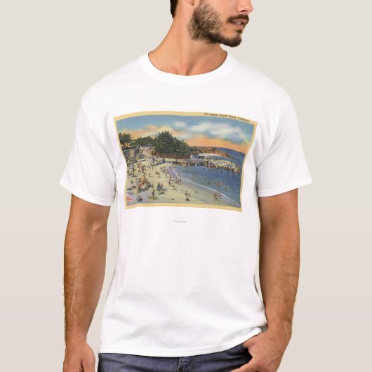 ビーチのSunbathers及び泳ぐ人 Tシャツ (正面)