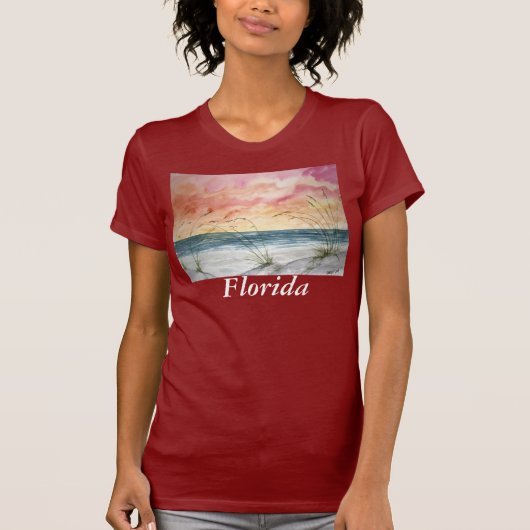 ビーチのTシャツの女性赤、フロリダ Tシャツ (正面)