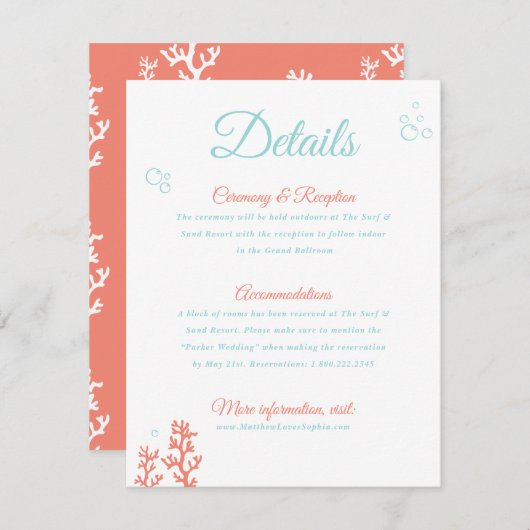 ビーチはエンクロージャカード|珊瑚および水を詳しく述べます エンクロージャーカード (正面/裏面)