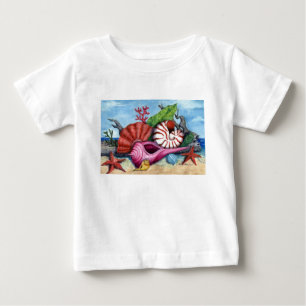 ビーチはカスタマイズTシャツを-殻から取り出します ベビーTシャツ