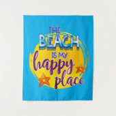 ビーチはマイハッピープレイス引用文海夏おもしろい タペストリー (正面)