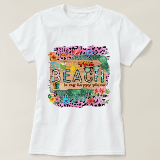 ビーチはマイハッピープレイス Tシャツ (デザイン正面)