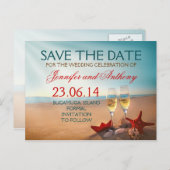 ビーチはロマンチックな日付を保存 案内ポストカード (正面/裏面)