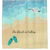 ビーチは可愛いと呼んでいる シャワーカーテン (正面)