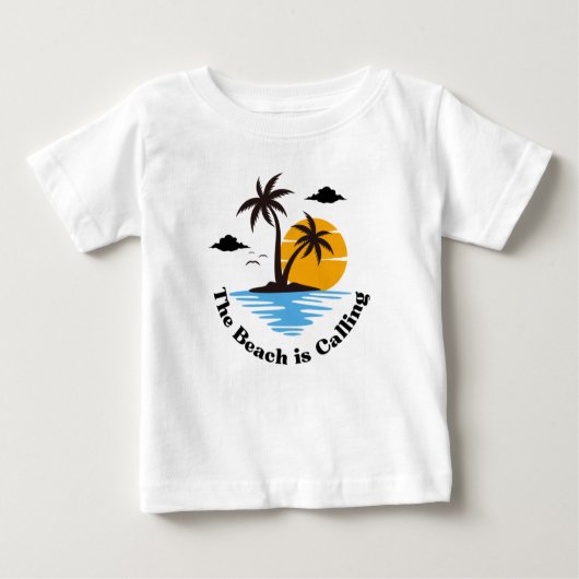 ビーチは家族旅行Tシャツを呼んでいる ベビーTシャツ (正面)