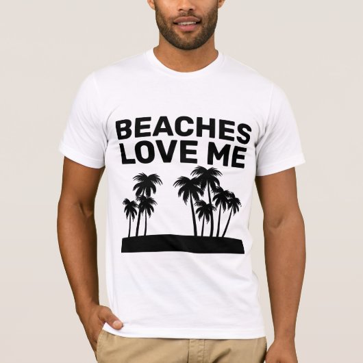 ビーチは私おもしろいをTシャツ好き Tシャツ (正面)