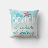 ビーチは私が属する引用文 クッション (正面)