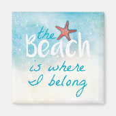ビーチは私が属する引用文 マグネット (正面)