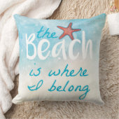 ビーチは私が所属する引用文装飾用クッション クッション (ブランケット)