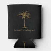 ビーチは私に金ゴールドココナッツパームツリーを呼び出している 缶クーラー (裏面)