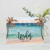 ビーチは私のアッシャーのプロポーザルのカード サンキューカード (スタンド正面)