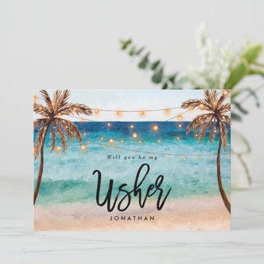 ビーチは私のアッシャーのプロポーザルのカード サンキューカード (スタンド正面)