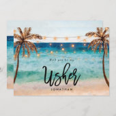 ビーチは私のアッシャーのプロポーザルのカード サンキューカード (正面/裏面)