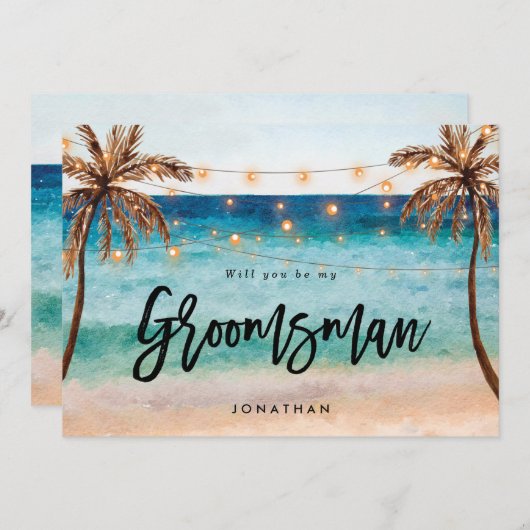 ビーチは私のグロムスマンのプロポーザルのカード サンキューカード (正面/裏面)