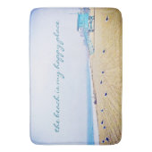 ビーチは私のハッピープレイスのスクリプト海沿岸写真 バスマット (正面縦)