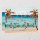 ビーチは私の名誉の提案カードのマトロンになる サンキューカード (正面/裏面)