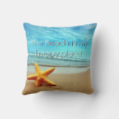 ビーチは私の幸せな場所のヒトデの枕です クッション (裏面)