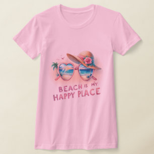 ビーチは私の幸福な場所だ Tシャツ