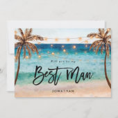 ビーチは私の花婿介添人提案カード サンキューカード (正面)