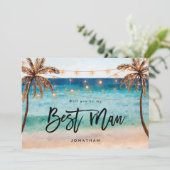 ビーチは私の花婿介添人提案カード サンキューカード (スタンド正面)