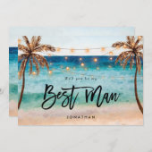 ビーチは私の花婿介添人提案カード サンキューカード (正面/裏面)