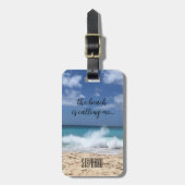 ビーチは私をトロピカルパラダイスと呼んでいる ラゲッジタグ (正面縦)