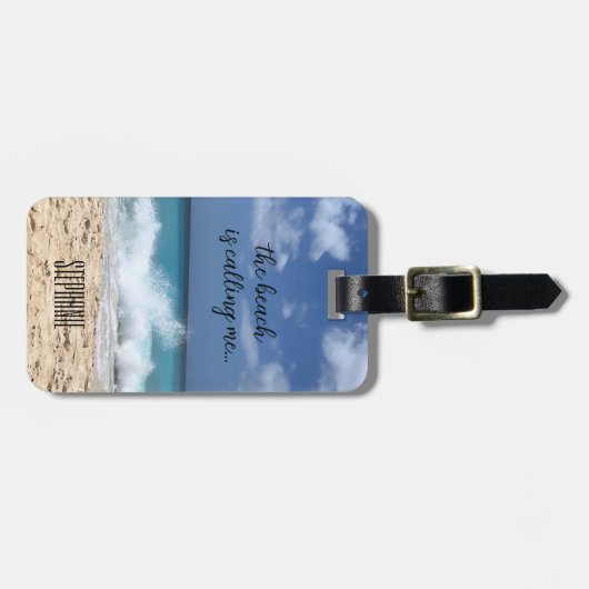 ビーチは私をトロピカルパラダイスと呼んでいる ラゲッジタグ (正面横)