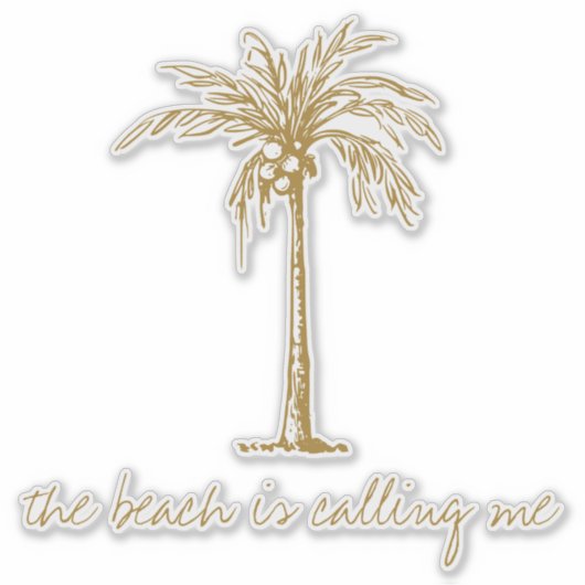 ビーチは私ゴールデンココナッツパームツリーと呼んでいる シール (正面)