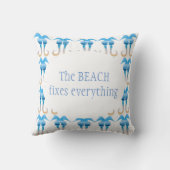 ビーチは、すべてを修正おもしろいシーホース引用文 クッション (裏面)