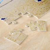 ビーチはHappy Place Script Lifeguard Booth写真 ジグソーパズル (側面)