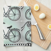 "ビーチへのバイク" キッチンタオル (四つ折り)
