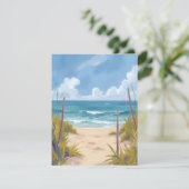 ビーチへの小道 | 海の水彩海岸画 サンキューカード (スタンド正面)