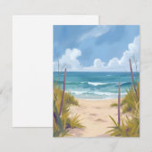 ビーチへの小道 | 海の水彩海岸画 サンキューカード (正面/裏面)