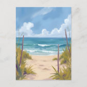 ビーチへの小道 | 海の水彩海岸画 ポストカード (正面)