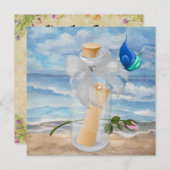 「ビーチへの招待」- 砂浜の招待状 - SRF 招待状 (正面/裏面)