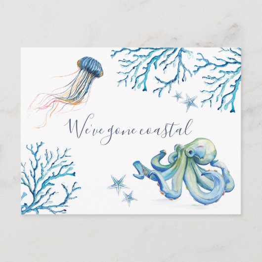 ビーチへの新しい自宅移動案内はがき ポストカード (正面)